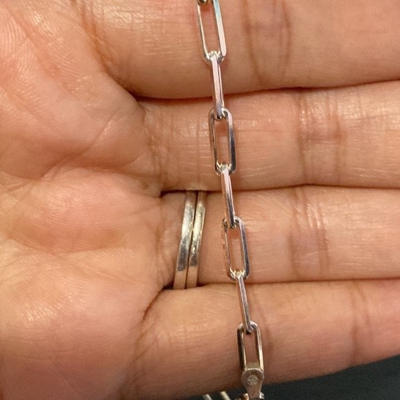 .925 Sterling Silver 3MM Paper Clip Bracelet 7.5" NWOT - Picture 4 of 4
